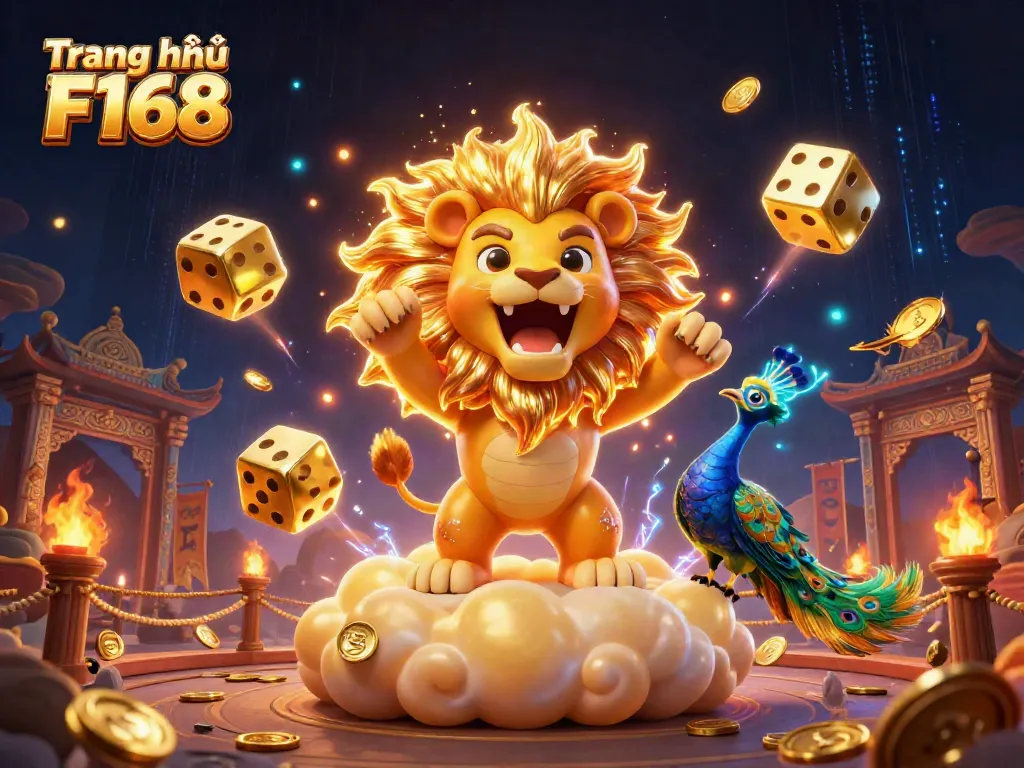Experience the thrill of the Trang chủ F168 in this dynamic casino scene featuring vibrant characters and elements.